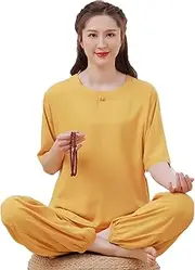 [Generic] Meditation Clothes Suit,Tai Chi Uniform Chinese Traditional Kung Fu Clothing Suit for Zen Meditation Martial Arts