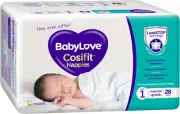 Babylove Cosifit Newborn Nappies Size 1 (Up to 5Kg) | 112 Pieces (4 X 28 Pack)