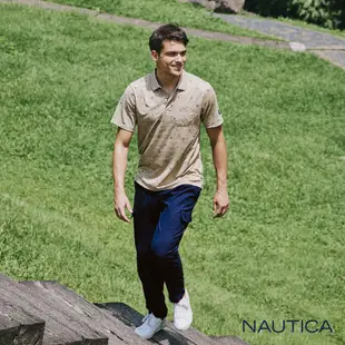 Nautica 男裝 休閒棉麻輕薄工作褲-深藍