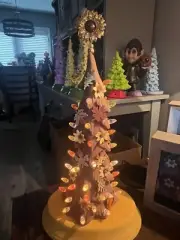 Fall Ceramic Tree 13 In , Sunflower Topper, Hand Painted One Of A Kind