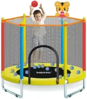 Indoor Outdoor 60" Trampoline for Kids,Toddler Trampoline with Safety Enclosu...