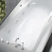 Extra Long Non Slip Bathtub Mat - 40 x 100 cm, Bath Floor Mats with Suction Cups, Machine Washable Bathroom Mats with Drain Holes, Clear