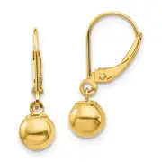 14K Yellow Gold 6mm Bead Drop Earrings Leverback Madi K Children's Jewelry