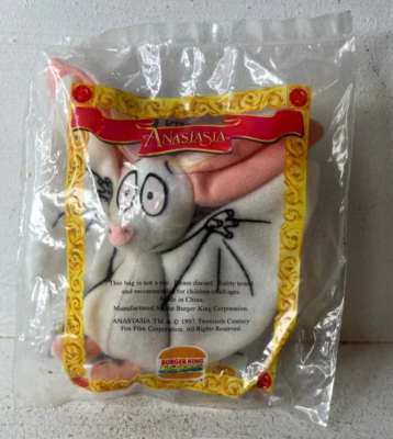 1997 Burger King ANASTASIA - BARTOK BAT Plush Fast Food Toy - New/Sealed!