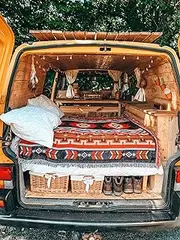 Southwest Native Aztec Blanket Rugs Camping Picnic Blanket Throws Vanlife Recycled (50"X60")……