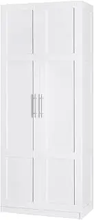 Artiss Wardrobe, 75 x 40 x 180cm Wooden Cupboard Closet Clothes Storage Organiser Cabinet Clothing Shelf Organization Large Clothe Shelves Bedroom Furniture, with 2 Door 4 Tiers White