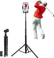Golf Tripod for Recording Golf Swing, Golf Swing Analyzer Phone Holder, Golf Selfie Stick for Swing Training Aid, Golf Tripod Stand for Smartphone & Camera