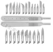 120 Pcs STERILE SURGICAL BLADE #10 #11 #15 #15C +2 SCALPEL HANDLE #3 W/SCALE& #3