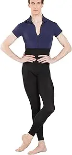 [Wearmoi] Wear More ELANXLBXN Men's Ballet Footless Unitard, Cotton, High Neck, Two-Tone (XL, Black/Navy Authentic Product)