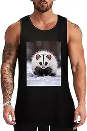 [NQHJT] Men Tank Tops Opossum in Snow Print Sleeveless T Shirts for Men's Fitness Quick Dry Gym Tank Top for Men