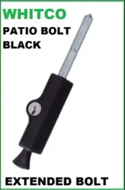 1x BLACK WHITCO PATIO BOLT LOCKABLE SLIDING DOOR LOCK ENTENDED BOLT W2207517C4