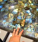 Labradorite Stone Coffee Table Top, Square Labradorite Sofa Center Table Top art