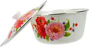 Alipis Enamel Food Basin Household Enamelware Vintage Style Soup Bowl with Cover for Home