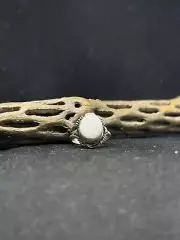 Native American Navajo white buffalo turquoise Sterling Silver Ring Size 9
