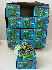 12 VINTAGE YONE JUMPING FROG TIN 1960s WIND-UP KEY CLOCKWORK TOY JAPAN 2125 BOX