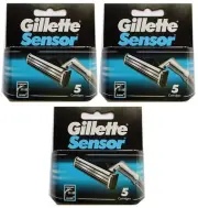 Original Gillette SENSOR 3 Pack of 5 = 15 unit Razor Blade NOS Cartridge VINTAGE