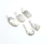 WHOLESALE 5PC 925 SOLID STERLING SILVER DENDRITE OPAL PENDANT LOT t810