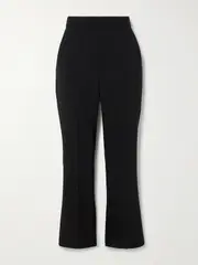 [Max Mara] Max Mara - Cropped Wool-blend Crepe Slim-leg Pants - Black - UK 14 UK 14 Black