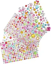 Anneome 5sheets Self-adhesive Rhinestone Stickers of Flatback Gems for Crafts Phone Case Fridge Decor Assorted Shapes for Creative Projects Eye-catching Accessories