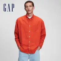 在飛比找蝦皮商城優惠-Gap 男裝 牛津布長袖襯衫-橘紅色(771296)