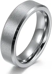 RIUKIU 6 8 10Mm Simple Frosted Men's Ring, Fashionable Stainless Steel Men's Ring,Silver,12