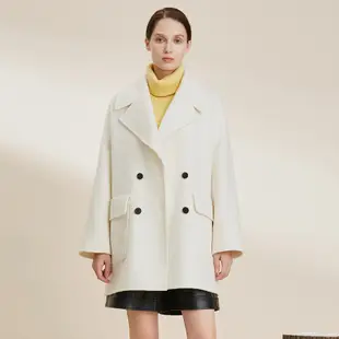 EPISODE - 寬鬆舒適羊毛羊絨雙排釦西裝翻領中長版大衣外套124ZC0