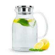 Carafe 1,8l Tea Coffee Pot Pitcher Glass Handle Removable Filter Lid