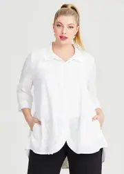 [TS] Taking Shape Jacquard Swing Natural Shirt Size 24 in White, Viscose - Plus Size Women's Tops & T Shirts White