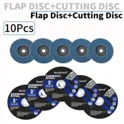 5Pcs 3 Inch 75mm Flap Sanding Discs + 5Pcs Cutting Wheel For Angle Grinder Tool
