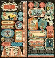Graphic 45 Come One Come All Circus Carnival Show Cardstock Banners Tags Borders