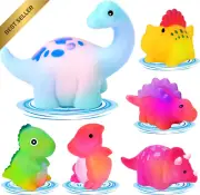 6PCS Light Up Floating Dinosaur Bath Toys, LED Bathtub Toys for Toddlers