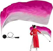[Generic] Dance Silk Veil - Colorful Silk Flag Ribbon Streamer - Gradual Colors Silk Poi Flags with Poi Ball, Belly Dance Silk Scarf Veils, Elegant Silk Veil Scarf for Arts