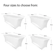 Catzon Fitted Stretch Tablecloth Banquet Events Decoration-White