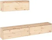 Floating TV Unit, Wall Mounted TV Cabinet, Floating Shelves, Entertainment Center Media Console Center for Bedroom Living Room, Set of 3, Solid Wood Pine