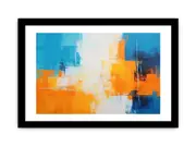 Orange Blue Art Framed Art Framed print Art Poster
