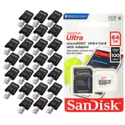 SanDisk Ultra Micro SD Card 64GB UHS-I Class10 With Adapter 100MB/s Pack of 25