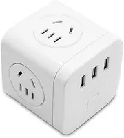 Socket with USB Charge Multi-Function Vertical Row Plug Household Wiring Board with 1.6M Cable White One Size