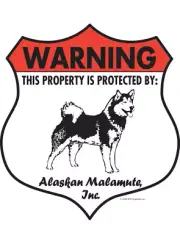 Warning! Alaskan Malamute - Property Protected Aluminum Dog Sign - 7" x 8"