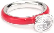 [Giorgio Martello] Stackable Ring in Sterling Silver with Rhodium and Red Enamel and White Cubic Zirconium Ring