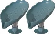Set Of 2 Leaf Shaped Soap Dish Soap Dish Holder For Bathroom Blue