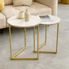 Set of 2pcs Marble Nested Side Table Long-Lasting Stoned Coffee Table Patio Dec