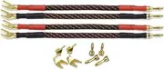 Dynavox Bi-Wire Cable Bridges 2 x Red / 2 x Black, Pure Copper (99.99 OFC), Interchangeable Banana Plugs/Fork Terminals, Set of 4