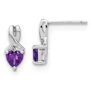 Sterling Silver Amethyst and Real Diamond Earrings