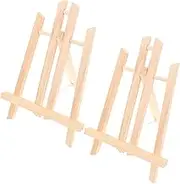 HORIALENCE 2 Pcs Mini Wood Tripod Easel Stand Tabletop Display Easel for Canvas Photos Art Crafts Lightweight Portable Holder for Home Office Events
