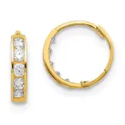 Madi K Kid's Earrings 14k Yellow Gold White Cubic Zirconia Hinged Hoop