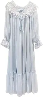 [HAMKVBPR] Ladies' Nightgown Women's Women Bathrobe Longue Nightgown Princess Lace Nightdress Women's Nightdress