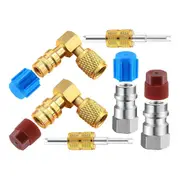 R12 to R134A AC Fitting Conversion Adapter Kit, Quick Coupler Valve A/C 90 Port Retrofit Adapter H As Shown