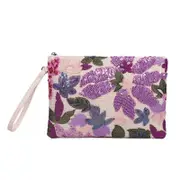 Women Clutches Embroidery Sequins Design Straw Bag for Vacation-Purple