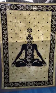 Altar Cloth 7 Chakras, Tapestry, Cotton, Queen Size Bedsheet, 140x200 cms