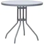 vidaXL Garden Table Light Grey 80 cm Steel and Glass HEE